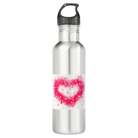 Graffiti Spray rosa funkelndes Herzdesign Edelstahlflasche (Vorderseite)