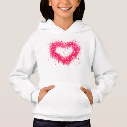 Graffiti Spray rosa funkelndes Herzdesign Hoodie (Vorderseite)