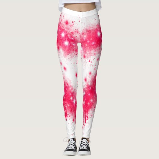 Graffiti Spray rosa funkelndes Herzdesign Leggings (Vorderseite)