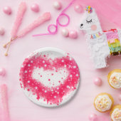 Graffiti Spray rosa funkelndes Herzdesign Pappteller (Party)