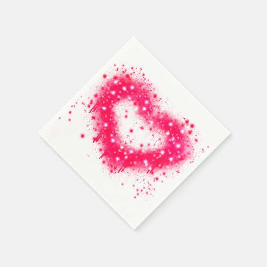 Graffiti Spray rosa funkelndes Herzdesign Serviette (Ecke)