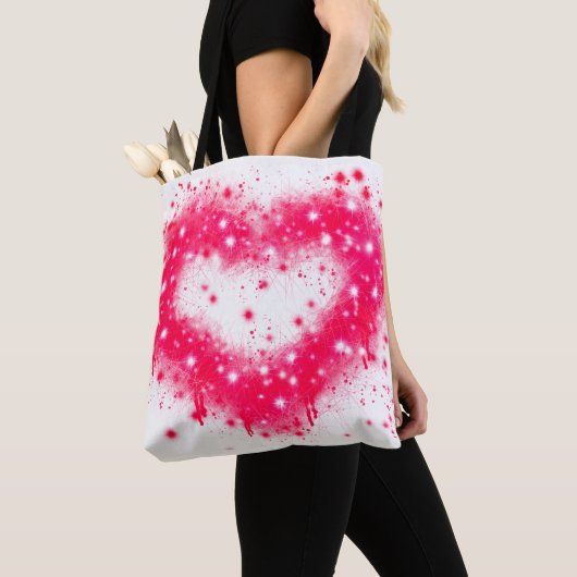 Graffiti Spray rosa funkelndes Herzdesign Tasche (Von Nahem)