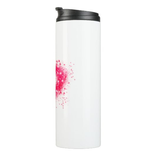 Graffiti Spray rosa funkelndes Herzdesign Thermosbecher (Nach rechts gedreht)