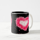Graffiti Spray rosa funkelndes Herzdesign Zweifarbige Tasse (VorderseiteRechts)