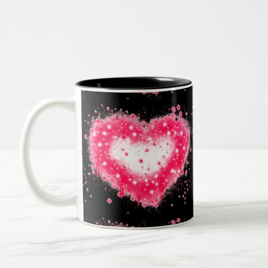 Graffiti Spray rosa funkelndes Herzdesign Zweifarbige Tasse (Links)