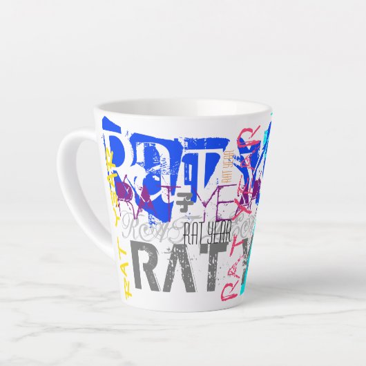 Graffiti-Stil Rat Chinesisch Jahr Zodiac S Latte T Milchtasse (Linke Ecke)