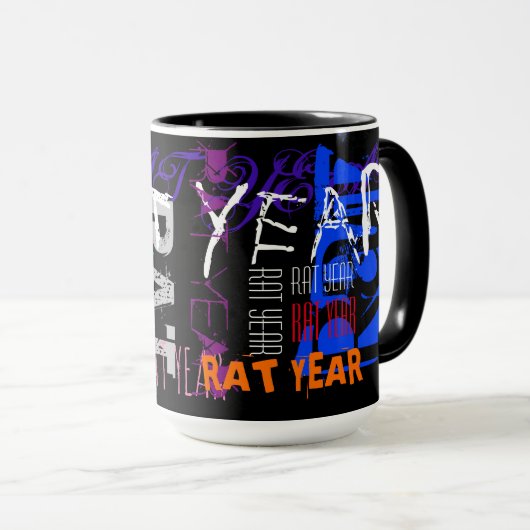 Graffiti-Stil Rat Chinesisch Jahr Zodiac TT Tasse (VorderseiteRechts)