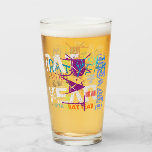 Graffiti-Stil Rat Chinesisches Jahr Zodiac Biergla Glas