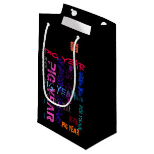 Graffiti-Stil Repeating Pig Year 2019 S Gift Bag Kleine Geschenktüte