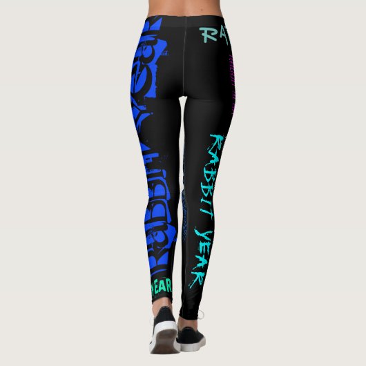 Graffiti-Stil Repeating Rabbit Year 2023 L Leggings (Rückseite)
