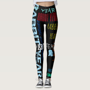 Graffiti-Stil Repeating Rabbit Year 2023 L Leggings