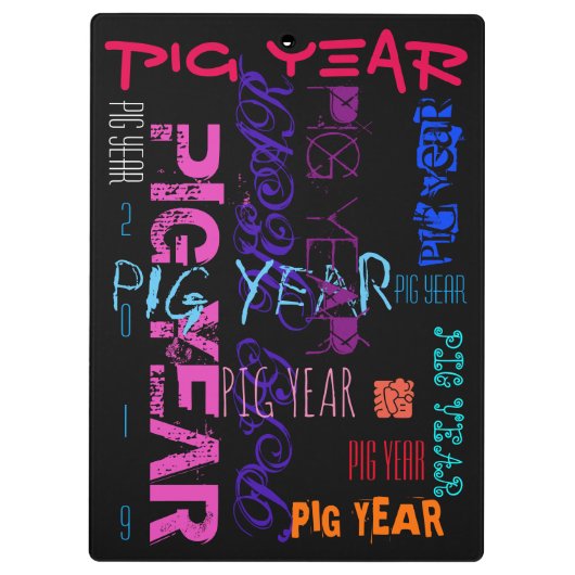 Graffiti-Stil Wiederholung des Schweinejahrs 2019 Klemmbrett (Rückseite)