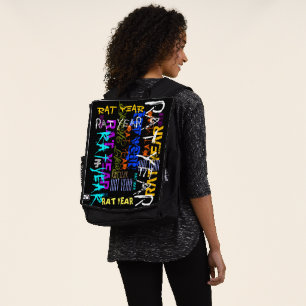 Graffiti-Stil Wiederholung Rat Metal Jahr 2020 Bac Rucksack