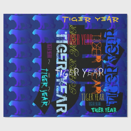 Graffiti-Stil Wiederholung Tiger Jahr 2022 WP Geschenkpapier (Flach)