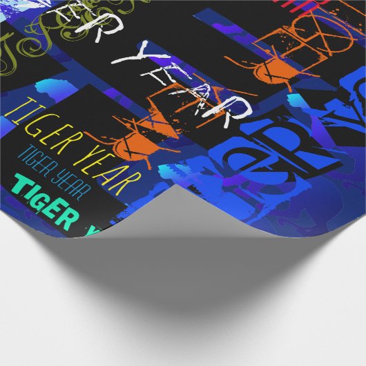 Graffiti-Stil Wiederholung Tiger Jahr 2022 WP Geschenkpapier (Ecke)