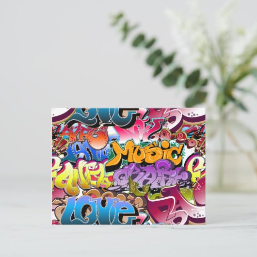 Graffiti-Straßen-Kunst Postkarte (Stehend Vorderseite)