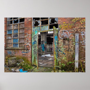 Graffiti-Straßen-Kunst verlassenes Gebäude-Plakat Poster