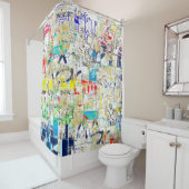 Graffiti Straßenmauer. Grunge Wallart, Straße, Bac Duschvorhang (Beispiel)