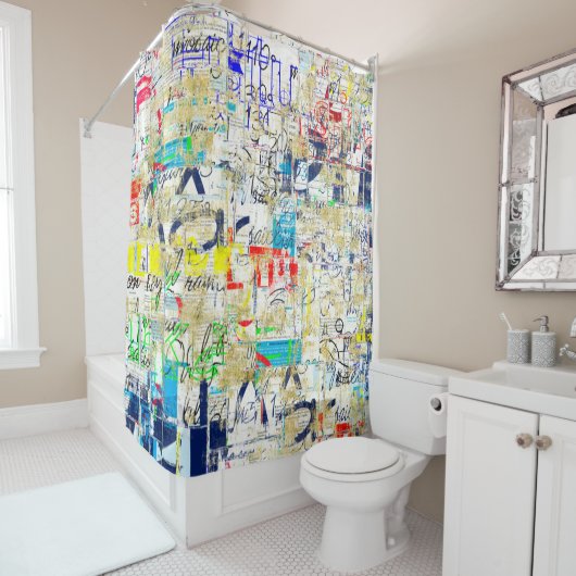 Graffiti Straßenmauer. Grunge Wallart, Straße, Bac Duschvorhang (Beispiel)