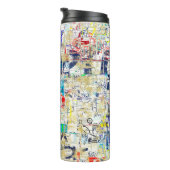 Graffiti Straßenmauer. Grunge Wallart, Straße, Bac Thermosbecher (Nach rechts gedreht)