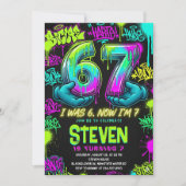 Graffiti Street Art 7th Birthday Party Einladung (Vorderseite)