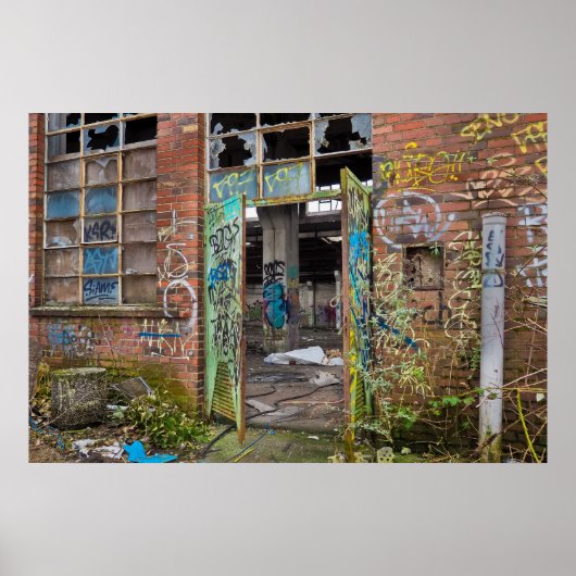 Graffiti Street Art Abandoned Gebäude Poster (Vorne)