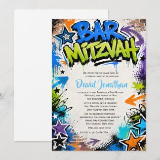 Graffiti Street Art Bar Mitzwa individuelle Gestal Einladung