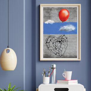 Graffiti Street Art Light-Heart Rotballon Poster