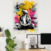 Graffiti Street Art Poster - Boy Reading Urban (Heimbüro)