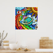 Graffiti Street Art Rainbow Weather Funky Cartoon Poster (Küche)