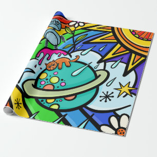 Graffiti Street Art Rainbow Wether Funky Cartoon Geschenkpapier