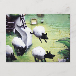 Graffiti / Street Art Sheep Jumping Postkarte
