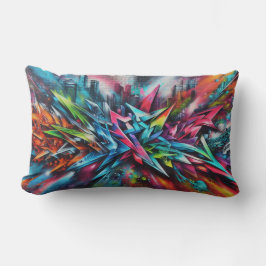 Graffiti Streetart auf Ziegelwand mit Skyline  Lendenkissen