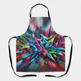 Graffiti Streetart auf Ziegelwand mit Skyline  Schürze