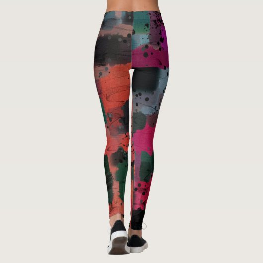 Graffiti Style Abstrakte Kunst Leggings (Rückseite)