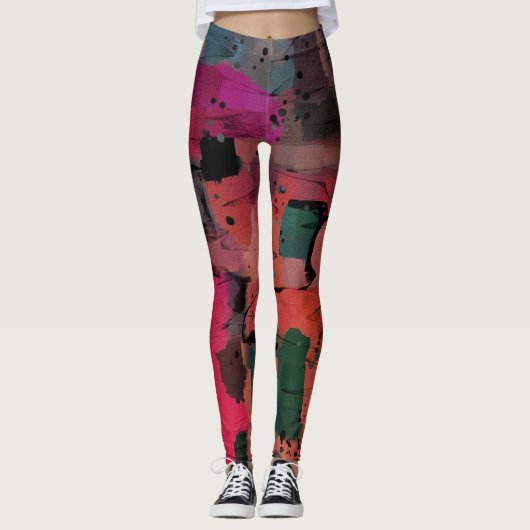 Graffiti Style Abstrakte Kunst Leggings (Vorderseite)
