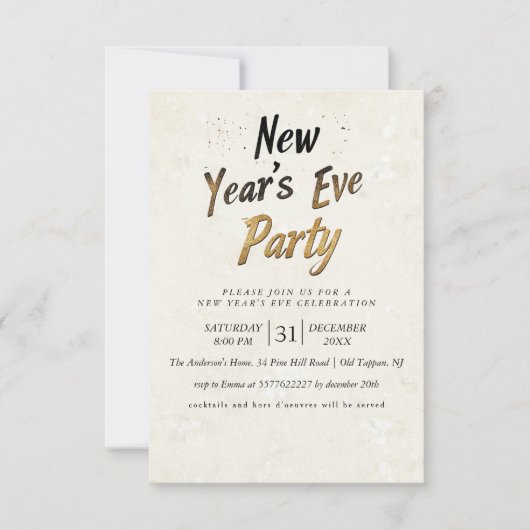 Graffiti Style Beige Silvester Party Einladung (Vorderseite)