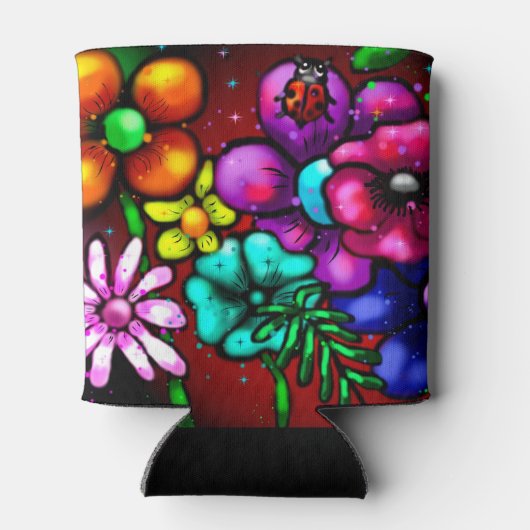 Graffiti Style Blume & Ladybug Rosa Lila Rot Dosenkühler (Rückseite)