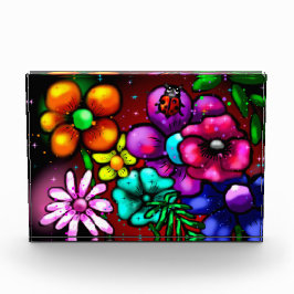 Graffiti Style Blume & Ladybug Rosa Lila Rot Fotoblock