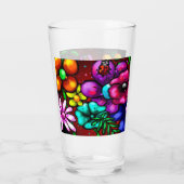 Graffiti Style Blume & Ladybug Rosa Lila Rot Glas (Rückseite)