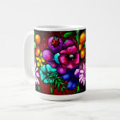 Graffiti Style Blume & Ladybug Rosa Lila Rot Kaffeetasse (Vorderseite Links)