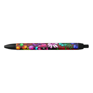Graffiti Style Blume & Ladybug Rosa Lila Rot Kugelschreiber