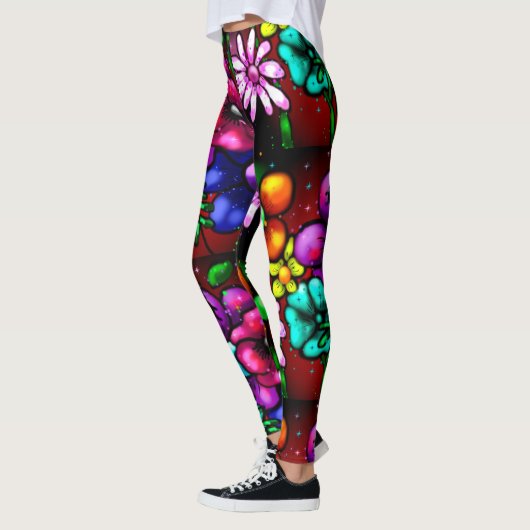 Graffiti Style Blume & Ladybug Rosa Lila Rot Leggings (Links)