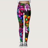 Graffiti Style Blume & Ladybug Rosa Lila Rot Leggings (Vorderseite)