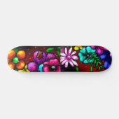 Graffiti Style Blume & Ladybug Rosa Lila Rot Skateboard (Horizontal)