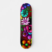 Graffiti Style Blume & Ladybug Rosa Lila Rot Skateboard (Vorne)