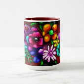Graffiti Style Blume & Ladybug Rosa Lila Rot Tasse (Zentrum)