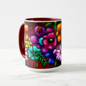 Graffiti Style Blume & Ladybug Rosa Lila Rot Tasse (Vorderseite Links)