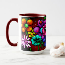 Graffiti Style Blume & Ladybug Rosa Lila Rot Tasse