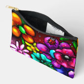 Graffiti Style Blume & Ladybug Rosa Lila Rot Zubehörtasche (Offen)